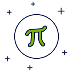 Poster - filled outline pi symbol icon isolated on white background. vector