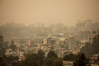 The Ethiopian city of Addis Ababa with heavy haze, smog, and air pollution