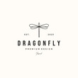 dragonfly style line art logo vector minimalist illustration design, dragonfly creative logo design