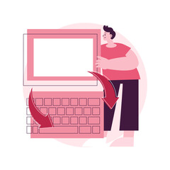 Poster - Detachable device technology abstract concept vector illustration. Removable laptop screen, detachable computer keyboard, modular electronics device, demountable technology abstract metaphor.