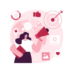 Poster - Macromarketing abstract concept vector illustration. Social influence, global marketing strategy, consumer behavior, market regulation system reseach, social responsibility abstract metaphor.