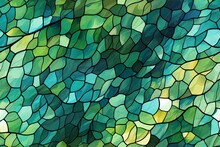 Kaleidoscope Of Kelp: Stained Glass Mosaic Enchanting Kelp Forests- Seamless Tile Background, Tiling Landscape, Tileable Image, Repeating Pattern