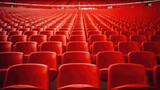 Fototapeta Sport - Red tribunes. seats of tribune on sport stadium. empty outdoor arena. concept of fans. chairs for audience. cultural environment concept. color and symmetry. empty seats. modern stadium
