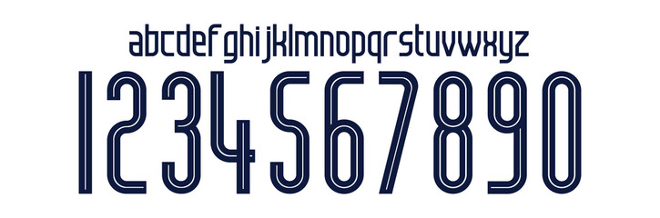 Poster - font vector team 2023 - 2024 kit sport style font. football style font with lines inside. Tottenham font england teams. Spurs club sports style letters and numbers for soccer team