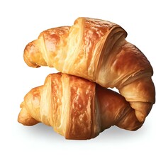 Two Pieces Of Croissant In A Stack Isolated On White Background Generative AI