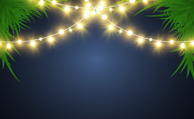 Poster - Christmas bright, beautiful lights, design elements. Glowing lights for design of Xmas greeting cards. Garlands, light Christmas decorations.	
