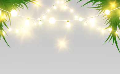 Poster - Christmas bright, beautiful lights, design elements. Glowing lights for design of Xmas greeting cards. Garlands, light Christmas decorations.	
