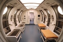Aerial View Of An Empty Hyperbaric Chamber Room, Created With Generative Ai