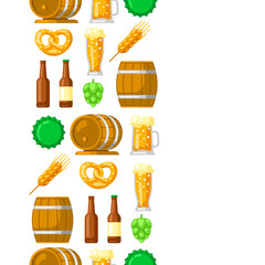 Wall Mural - Pattern with beer objects. Beer festival or Oktoberfest.