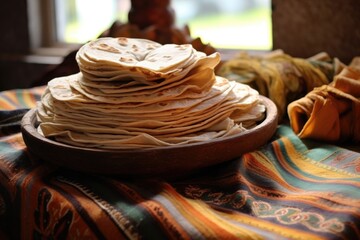 Poster - tortillas wrapped in cloth to keep warm and fresh, created with generative ai