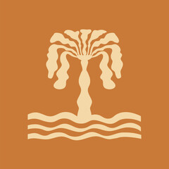 Aufkleber - Vector logo and print design templates, summer palms, tropical hand drawn illustrations, tropical surfing concept, vacation and travel, palm trees and hippie boho elements