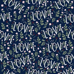 seamless background with loves and flowers