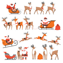 Santa Claus and reindeers on Christmas holidays