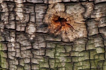 Poster - section of a tree trunk showing beetle damage, created with generative ai