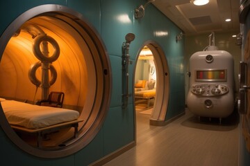 Canvas Print - hyperbaric chamber door open, inviting perspective, created with generative ai