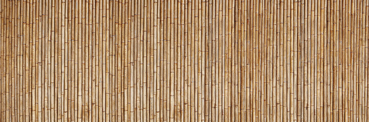 Poster - horizontal dry bamboo fence texture for pattern and background.