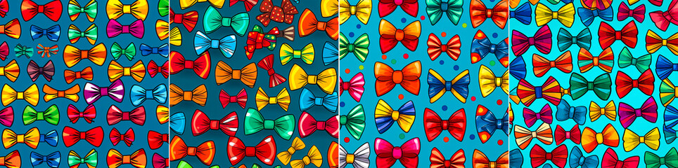 the pattern consists of bow ties in line art style. it adds a touch of chic and color to the brand's