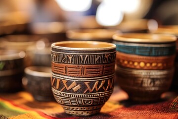 Wall Mural - close-up of traditional ethiopian coffee cups cini, created with generative ai