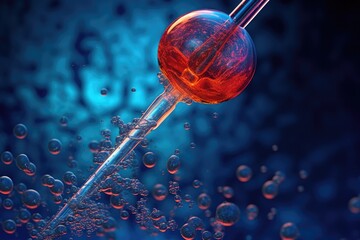 Poster - pipette dropping liquid onto stem cell culture, created with generative ai