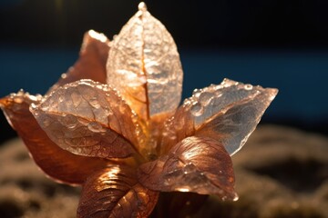 Sticker - sunlit diamond dust on a frosted flower petal, created with generative ai