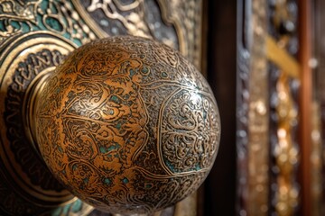 Canvas Print - a close-up of a vintage doorknob, with intricate detailing and intricate designs, created with generative ai