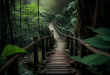 Fototapeta Las - Wooden bridge in the jungle. AI Generated