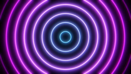 Poster - Glow animated pink and blue concentric circle lines with LCD screen raster. Seamless loop abstract motion background. Cyber, futuristic, or retro style concept for presentation or promo