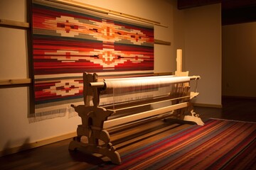 Wall Mural - wooden loom with unfinished navajo rug, created with generative ai