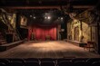 © altitudevisual - backstage view of empty theater stage with props, created with generative ai