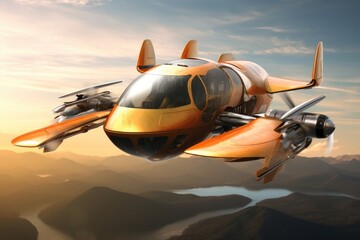 Wall Mural - conceptual design of a solar-powered flying vehicle, created with generative ai