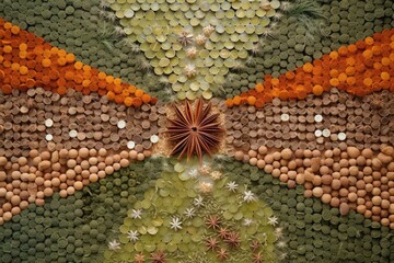 Poster - top view of various spices arranged in a pattern, created with generative ai