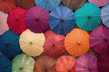 Poster - colorful umbrella fabric swatches for selection, created with generative ai