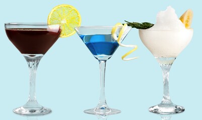 Canvas Print - Tasty sweet cocktails in glass on the desk