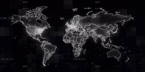 Digital World Map 3d render