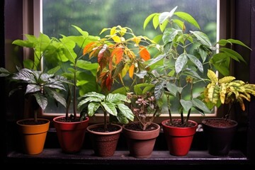 Poster - unique coffee plant varieties growing together, created with generative ai