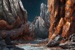 © altitudevisual - fragment of asteroid surface, showcasing interesting geological formations, created with generative ai