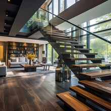 Escalier Design Dans Une Maison De Luxe - IA Generative