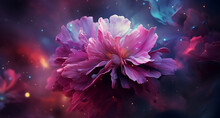 Beautiful Abstract Color Blue Pink And Purple Flowers On Black Background And Blue Graphic White Flower Frame And Pink Leaves Texture, Purple Background, Colorful Flowers Graphics Banner