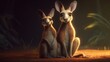 Kangaroo with the baby, 
cartoon style. Created with Generative AI.