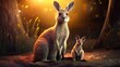 Kangaroo with the baby, 
cartoon style. Created with Generative AI.