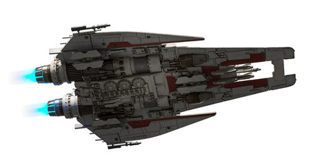 Wall Mural - ufo fighter jet is passing by in bottom view