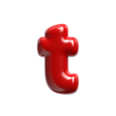 red cartoon letter T - Lower-case 3d glossy font - Suitable for events, design or passion related subjects