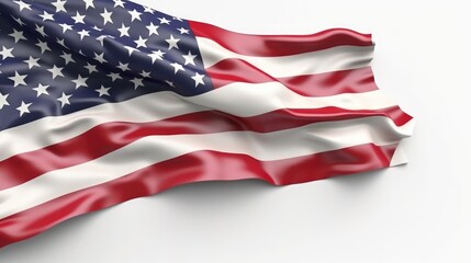 Wall Mural - American flag waving isolated on white background. The USA flag on a white background. National flag of USA. Generative AI