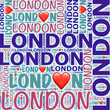 © Feryal - London words cloud illustration with Red hearts