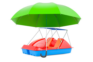 Poster - Paddle boat under umbrella, 3D rendering