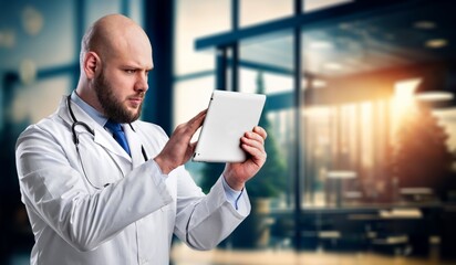 Canvas Print - Medical, research concept with doctor hold digital tablet