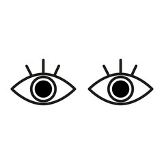 Wall Mural - Pair eyes with eyelash. Icons of open eyes. Vector illustration. EPS 10.