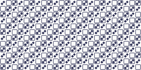 Poster - A pattern of repeating blue tiles. Square tiles with a simple pattern. Seamless and simple pattern with diagonally repeating tiles.