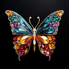 Wall Mural - A butterfly made of beautiful gemstones. Insect. Illustration, Generative AI..