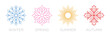 © Avni Design - Four season icon logo concept vector design illustration. Snowflake, flower, sun, maple leaf icons template line art style